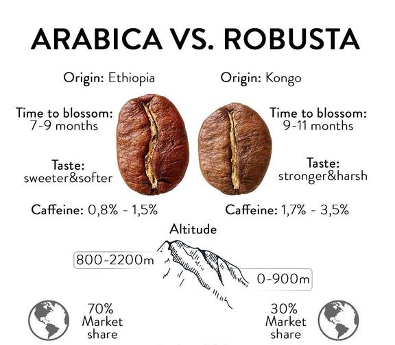 گونه قهوه عربیکا در مقایسه باگونه ربوستا Arabica vs Robusta *